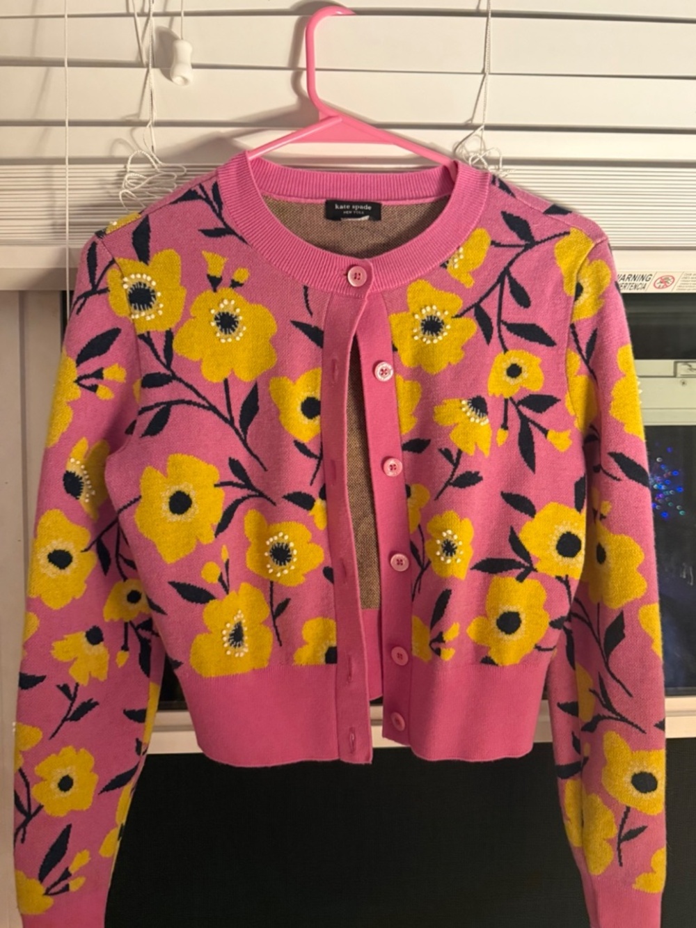 KATE SPADE NEW YORK  Sunshine Floral Wool-Blend Crop Cardigan -- XXS - Picture 3 of 7
